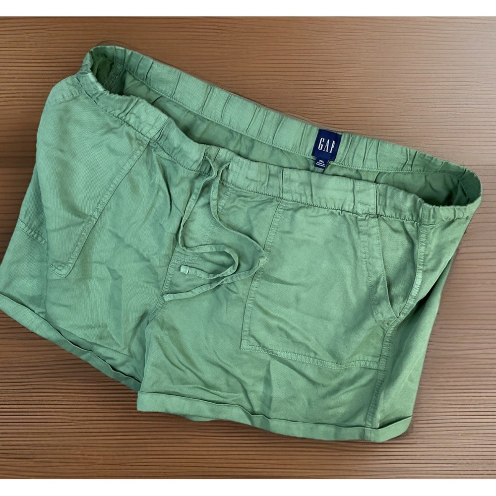 Gap Womens 2XL Drawstring Pull On Shorts Olive‎ Green 100% Lyocell Pockets 3in